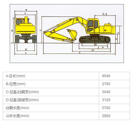 DLS210.8型液壓挖掘機產(chǎn)品尺寸
